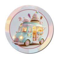 Nyomtatott fa tábla koszorú közép - Pasztell fagyis 11,8cm – húsvéti dekorációhoz