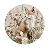 Nyomtatott fa tábla koszorú közép - Erdei állatok - róka 11,8cm – őszi dekorációhoz