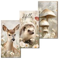 Nyomtatott dekorkarton - Erdei állatok táblák 3db/csomag – kreatív dekorációhoz