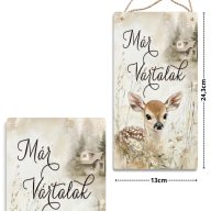 Nyomtatott fa tábla - Erdei állatok- Már vártalak akasztós tábla 13x24,3cm – kreatív dekorációhoz