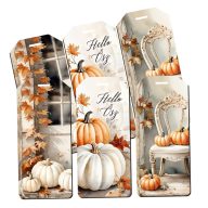Nyomtatott dekorkarton - Fehér-narancs tök biléták 6db/csomag – őszi dekorációhoz