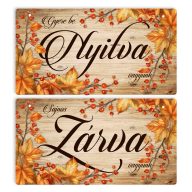 Nyomtatott fa tábla - Zárva-Nyitva Őszi 24,3x13cm – őszi dekorációhoz
