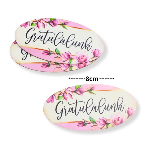 Nyomtatott dekorkarton - Gratulálunk ovál tábla 3db – kreatív dekorációhoz