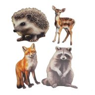 Nyomtatott dekorkarton - Őszi állatos válogatás (sünivel) 4db – kreatív dekorációhoz