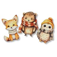 Nyomtatott dekorkarton - Rajzos őszi állatok ~7-8cm 3db/csomag – őszi dekorációhoz