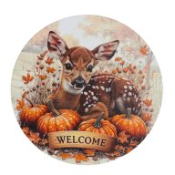 Nyomtatott fa tábla koszorú közép - Bambi welcome 14,8cm – kreatív dekorációhoz