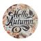 Nyomtatott fa tábla koszorú közép - Hello Autumn 14,8cm – kreatív dekorációhoz