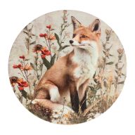 Nyomtatott fa tábla koszorú közép - Erdei állatok - róka 14,8cm – kreatív dekorációhoz