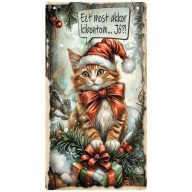 Nyomtatott fa tábla - Karácsonyi cicás akasztós tábla – karácsonyi dekorációhoz