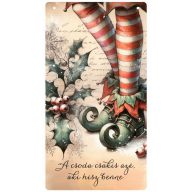 Nyomtatott fa tábla - Manócipős akasztós tábla – karácsonyi dekorációhoz