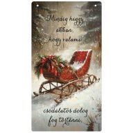 Nyomtatott fa tábla - Karácsonyi szánkós akasztós tábla – karácsonyi dekorációhoz