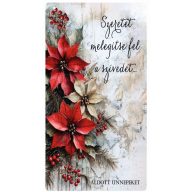 Nyomtatott fa tábla - Mikulásvirágos akasztós tábla – karácsonyi dekorációhoz