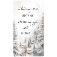 Nyomtatott fa tábla - Havas táj akasztós tábla – karácsonyi dekorációhoz