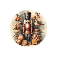 Nyomtatott fa tábla koszorú közép - Diótörő 11,8cm – kreatív dekorációhoz