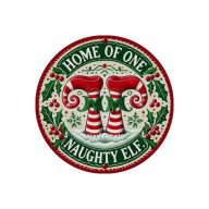 Nyomtatott fa tábla koszorú közép - Elf lábak 14,8cm – kreatív dekorációhoz