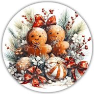 Nyomtatott fa tábla koszorú közép - Mézi pár 14,8cm – kreatív dekorációhoz