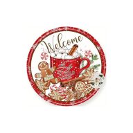 Nyomtatott fa tábla koszorú közép - Fahéjas forró csoki 14,8cm – kreatív dekorációhoz