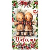 Nyomtatott fa tábla - Welcome mézi akasztós tábla – karácsonyi dekorációhoz