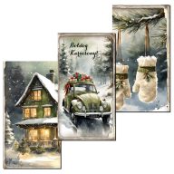 Nyomtatott dekorkarton - Karácsonyi zöld téma táblák 3db/csomag – karácsonyi dekorációhoz