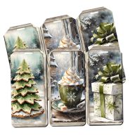 Nyomtatott dekorkarton - Karácsonyi zöld téma - biléták 6db/csomag – karácsonyi dekorációhoz