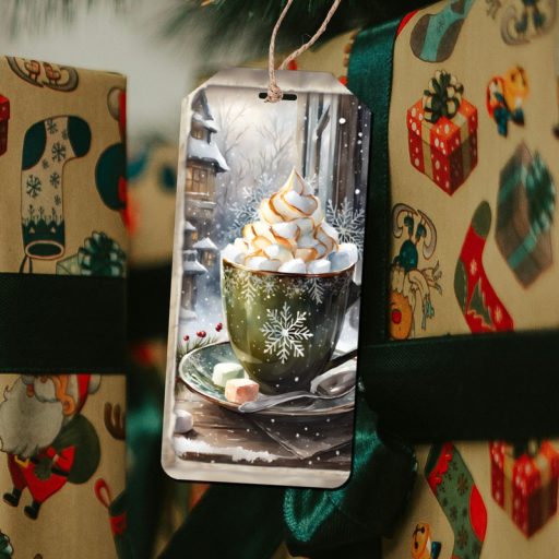 Nyomtatott dekorkarton - Karácsonyi zöld téma - biléták 6db/csomag – karácsonyi dekorációhoz