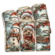 Nyomtatott dekorkarton - Karácsonyi piros-zöld téma - biléták 6db/csomag – karácsonyi dekorációhoz