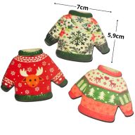 Nyomtatott dekorkarton - Karácsonyi pulcsik 3db/csomag – karácsonyi dekorációhoz