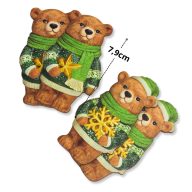 Nyomtatott dekorkarton - Karácsonyi zöld maci pár 4db/csomag – karácsonyi dekorációhoz