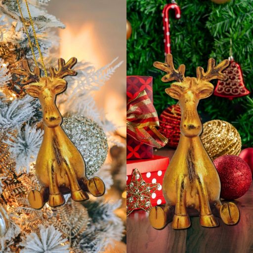 Nyomtatott dekorkarton - Arany szarvas 2db/csomag – karácsonyi dekorációhoz