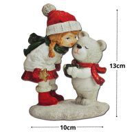 Nyomtatott dekorkarton - Kislány macival 10x13cm – karácsonyi dekorációhoz