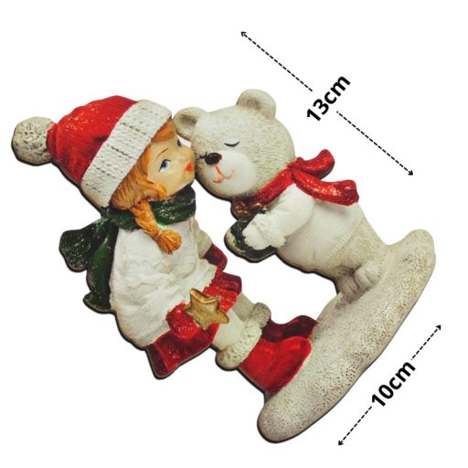 Nyomtatott dekorkarton - Kislány macival 10x13cm – karácsonyi dekorációhoz