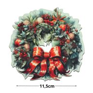 Nyomtatott fa tábla - Koszorú koszorúközép 11,5cm – karácsonyi dekorációhoz