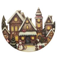 Nyomtatott dekorkarton - Félkoszorú közép - házikós 10x11,8cm – karácsonyi dekorációhoz