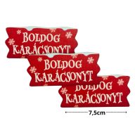 Nyomtatott dekorkarton - Karácsonyi szalag tábla havas - piros 3db – karácsonyi dekorációhoz