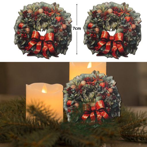 Nyomtatott dekorkarton - Karácsonyi koszorú 7cm 2db/csomag – karácsonyi dekorációhoz