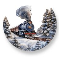 Nyomtatott dekorkarton - Félkoszorú közép - vonatos 10x11,8cm – karácsonyi dekorációhoz