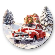 Nyomtatott dekorkarton - Félkoszorú közép - autós 10x11,8cm – karácsonyi dekorációhoz