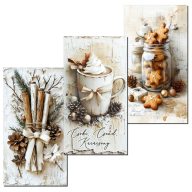 Nyomtatott dekorkarton - Vintage fehér téma táblák 3db/csomag – karácsonyi dekorációhoz