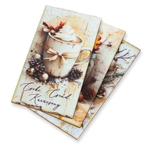 Nyomtatott dekorkarton - Vintage fehér téma táblák 3db/csomag – karácsonyi dekorációhoz