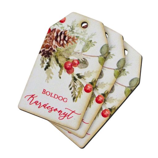 Nyomtatott dekorkarton - Boldog karácsonyt piros-zöld táblák 3db/cs – karácsonyi dekorációhoz