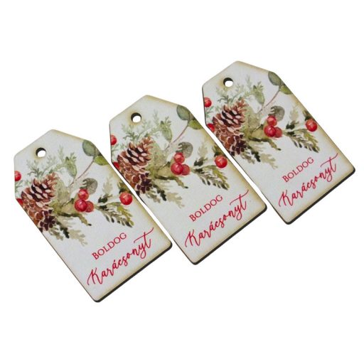 Nyomtatott dekorkarton - Boldog karácsonyt piros-zöld táblák 3db/cs – karácsonyi dekorációhoz