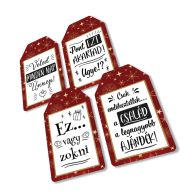 Nyomtatott dekorkarton - Ajándék kísérő táblák humoros 4db/csomag – karácsonyi dekorációhoz