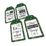 Nyomtatott dekorkarton - Ajándék kísérő táblák humoros 4db/csomag – karácsonyi dekorációhoz #27801Z