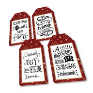 Nyomtatott dekorkarton - Ajándék kísérő táblák humoros 4db/csomag – karácsonyi dekorációhoz #27802B