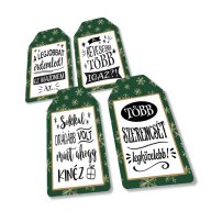 Nyomtatott dekorkarton - Ajándék kísérő táblák humoros 4db/csomag – karácsonyi dekorációhoz #27804Z