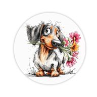  Nyomtatott fa tábla koszorú közép - Tacsis tavasz 11,8cm – koszorúkészítéshez