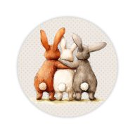 Nyomtatott fa tábla koszorú közép - Nyuszi barátok 11,8cm – koszorúkészítéshez