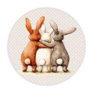 Nyomtatott fa tábla koszorú közép - Nyuszi barátok 14,8cm – koszorúkészítéshez