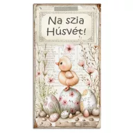 Nyomtatott fa tábla - Na szia Húsvét 13x24,3cm – kreatív dekorációhoz