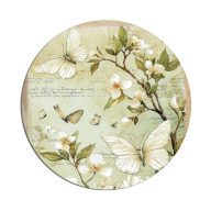 Nyomtatott fa tábla koszorú közép - Tav.zöld téma 11,8cm – koszorúkészítéshez